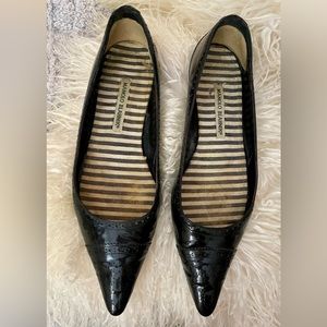 Manolo Blahnik Black Patent Pointed Ballet Flats 40.5